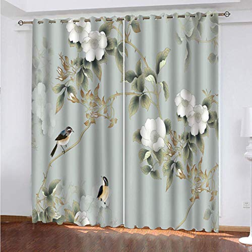 WYXWZ Gardinen Vorhang Blickdicht Ösen Fenster Verdunkelungsvorhang Lichtundurchlässige Ösenvorhang UV Schutz für Schlafzimmer Geräuschreduzierung 2er Set, 2 Stück x 140 B x 160 cm H Grau & Vögel WYXWZ Gardinen Vorhang Blickdicht Ösen Fenster Verdunkelungsvorhang Lichtundurchlässige Ösenvorhang UV Schutz für Schlafzimmer Geräuschreduzierung 2er Set, 2 Stück x 140 B x 160 cm H Grau & Vögel von WYXWZ