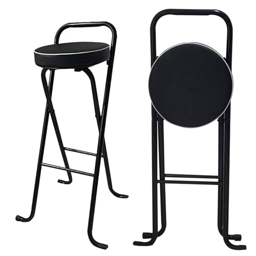 WYXWZ Tragbarer Barhocker Für Die Küchentheke, Klappbarer Barhocker Mit Rückenlehne, Gepolsterter Ledersitz, Barhockerstuhl Für Die Küche Im Innen- Und Außenbereich Auf Reisen,75cm von WYXWZ
