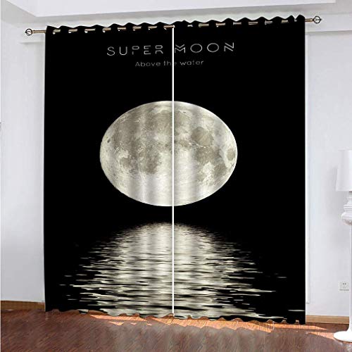 WYXWZ Verdunklungsvorhänge Gardinen Blickdichte Vorhänge 3D Schlafzimmer Ösen Thermo Vorhang Kälteschutz Blackout Curtain Verdunkelung 2er Set, 2 Stück x 140 Breite x 245 cm Höhe Schwarz & Mond WYXWZ Verdunklungsvorhänge Gardinen Blickdichte Vorhänge 3D Schlafzimmer Ösen Thermo Vorhang Kälteschutz Blackout Curtain Verdunkelung 2er Set, 2 Stück x 140 Breite x 245 cm Höhe Schwarz & Mond von WYXWZ