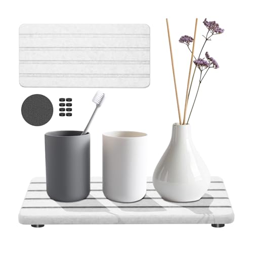 WYYFXY® 2 Stück Untersetzer Wasserabsorbierende, Wasserabsorbierender Stein Kieselgur Matte abtropfmatte stein für Küche und Bad Spüle (Weiß) von WYYFXY