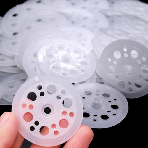 WYYFXY® 200 Stück Dämmstoffteller 46mm Unterlegscheiben Kunststoff Unterlegplatten Dämmstoffscheibe PP Kunststoffscheiben für Befestigung und Unterstützung von Schaumstoff Dämmplatten von WYYFXY