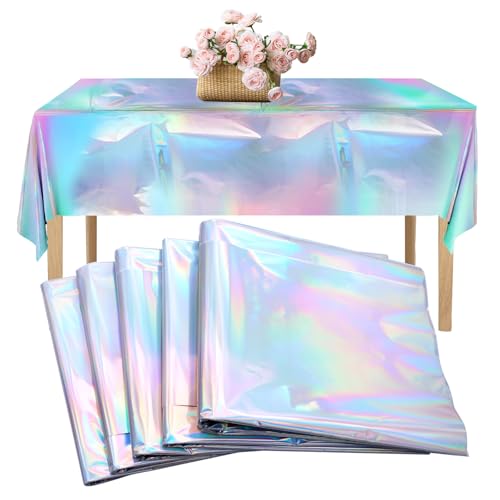 WYYFXY® 5 Stück Bunt Glitzer Tischdecke Plastik 137 × 274cm Einweg Wasserdicht für Party, Geburtstag, Festival - Biertisch von WYYFXY