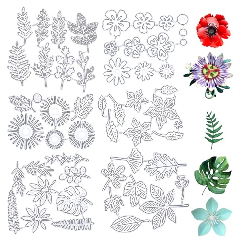 WYYFXY® Prägeschablonen Stanzschablonen 6 Set, Stanzschablone Blumen Metall Stanzformen Set für DIY Scrapbooking Karte Papier Fotoalbum Kunsthandwerk von WYYFXY