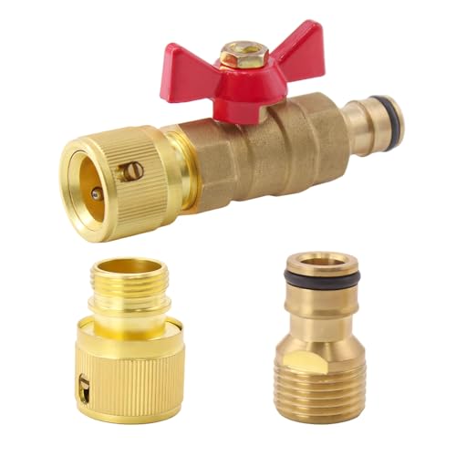 WYYFXY® Rotem Flügelgriff Kugelhahn 1/2 Zoll Innengewinde Absperrventil Messing Regulierventil mit Gartenschlauch Anschluss und Wasser Schlauchverbinder für Wasserleitungen Wasserhahn Tanks(1+1+1) von WYYFXY