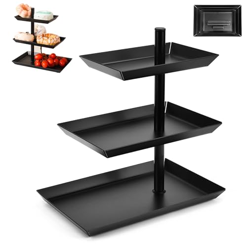 360°Drehbares Obstschale, Etagere 3 Etagen Obst, Verstellbarem Winkel Schwarz Drehbares Etagere, Obstständer aus Edelstahl, Schwenkbarer Kuchenständer, für Desserts, Kuchen, Kekse und Früchte 360°Drehbares Obstschale, Etagere 3 Etagen Obst, Verstellbarem Winkel Schwarz Drehbares Etagere, Obstständer aus Edelstahl, Schwenkbarer Kuchenständer, für Desserts, Kuchen, Kekse und Früchte von WYYHQO