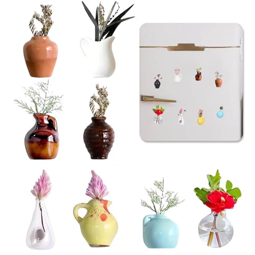 Mini Vase Magnete, 8 Stück Magnetisch Mini Harzmagnete, Pflanze Vasen Dekoration Zubehör, 3D Harz Blumenvasen Kühlschrankmagnete, für Dekoration, Küche, Spind, Küche, Büro Mini Vase Magnete, 8 Stück Magnetisch Mini Harzmagnete, Pflanze Vasen Dekoration Zubehör, 3D Harz Blumenvasen Kühlschrankmagnete, für Dekoration, Küche, Spind, Küche, Büro von WYYHQO