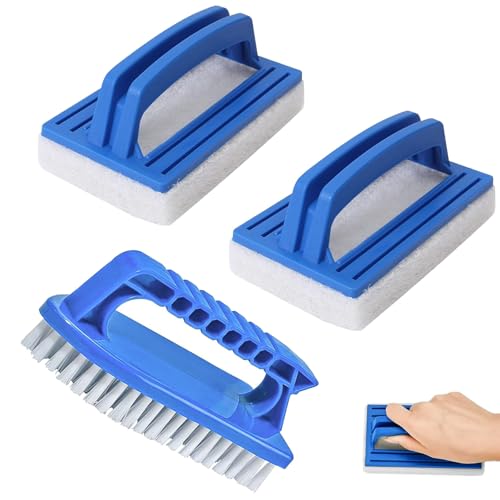 Pool Schwamm Bürsten, 3 Stück Poolreinigung Handschrubber, Bürste Schwimmbadbürste mit Griff, Poolschwamm, Bürste Reinigungszubehör, für Poolwand und Poolboden. von WYYHQO