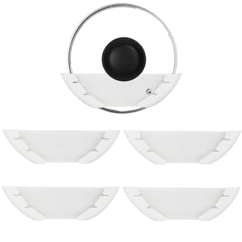 Topfdeckelhalter Wand Set, 4 Stück Selbstklebende Topf Abdeckung Halterung, Kunststoff Topf Abdeckung Halterung, für 15-32 cm Große Pfannendeckel, für Heimische Küchenwände und Schranktüren, Weiß Topfdeckelhalter Wand Set, 4 Stück Selbstklebende Topf Abdeckung Halterung, Kunststoff Topf Abdeckung Halterung, für 15-32 cm Große Pfannendeckel, für Heimische Küchenwände und Schranktüren, Weiß von WYYHQO