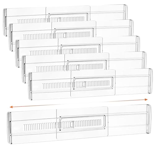 WYYHQO 6 Stück Schubladentrenner, 28,7x8 cm Schubladentrenner Verstellbar mit Doppelseitigem Klebeband, Transparente Schubladen Trenner Kunststoff für Küchenspeicher, Schlafzimmer WYYHQO 6 Stück Schubladentrenner, 28,7x8 cm Schubladentrenner Verstellbar mit Doppelseitigem Klebeband, Transparente Schubladen Trenner Kunststoff für Küchenspeicher, Schlafzimmer von WYYHQO
