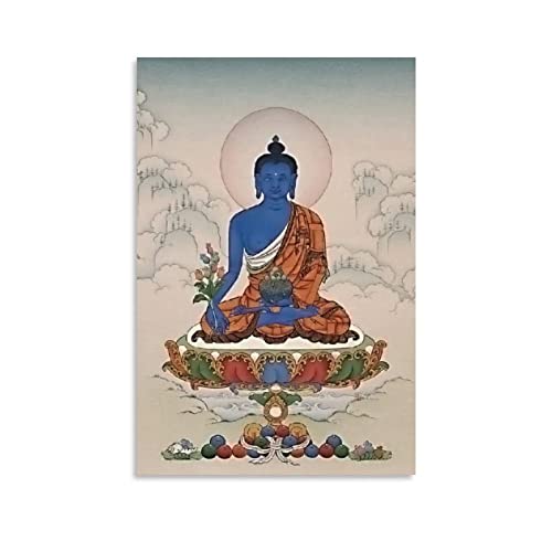 WYYXF Leinwand Bild Medizin Buddha Thangka Handgemalt Traditionelle Tibetische Poster Dekoration Wohnzimmer Schlafzimmer Malerei Ohne Rahmen (30 x 50 cm) von WYYXF