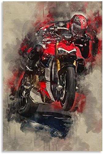 WYYXF Leinwandbild Ducati Streetfighter Dekorative Leinwand Wandkunst Wohnzimmer Poster Schlafzimmer ohne Rahmen (60 x 90 cm) von WYYXF
