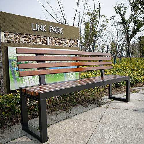 Gartenbank mit Lehne Massivholzbank 3-Sitzer Parkbank Terrassenbänke, Wasserdichtes Metall Wetterfest Robust Stabil Langlebig Gartenmöbel, für Garten Veranda Hof Außenterrassenbank 150*40*80cm von WYZCHDM