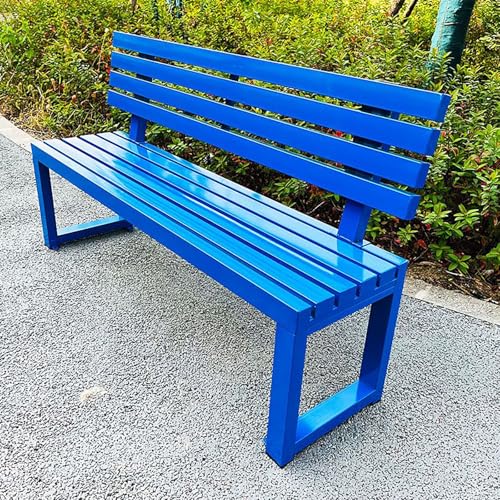 WYZCHDM Gartenbank mit Lehne 3-Sitzer Parkbank Massivholzbank Terrassenbänke, Wetterfest Robust Stabil Langlebig Gartenmöbel, für Garten Veranda Hof Außenterrassenbank Blue 100 * 40 * 85cm von WYZCHDM
