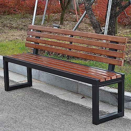 WYZCHDM Gartenbank mit Lehne 3-Sitzer Parkbank Massivholzbank Terrassenbänke, Wetterfest Robust Stabil Langlebig Gartenmöbel, für Garten Veranda Hof Außenterrassenbank Brown 100 * 40 * 85cm von WYZCHDM