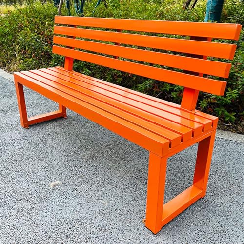 WYZCHDM Gartenbank mit Lehne 3-Sitzer Parkbank Massivholzbank Terrassenbänke, Wetterfest Robust Stabil Langlebig Gartenmöbel, für Garten Veranda Hof Außenterrassenbank Orange 120 * 40 * 85cm von WYZCHDM