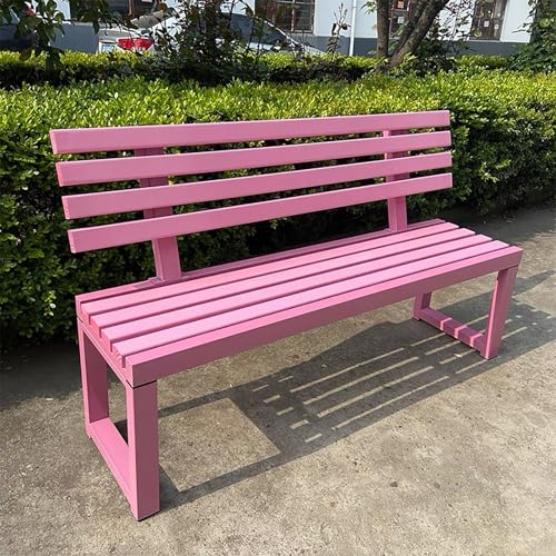 WYZCHDM Gartenbank mit Lehne 3-Sitzer Parkbank Massivholzbank Terrassenbänke, Wetterfest Robust Stabil Langlebig Gartenmöbel, für Garten Veranda Hof Außenterrassenbank Pink 120 * 40 * 85cm von WYZCHDM
