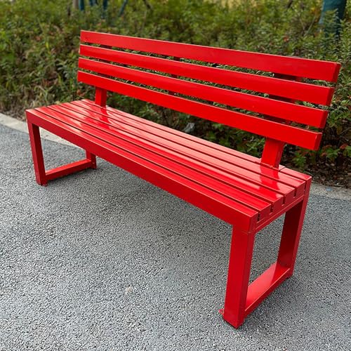 WYZCHDM Gartenbank mit Lehne 3-Sitzer Parkbank Massivholzbank Terrassenbänke, Wetterfest Robust Stabil Langlebig Gartenmöbel, für Garten Veranda Hof Außenterrassenbank Red 120 * 40 * 85cm von WYZCHDM