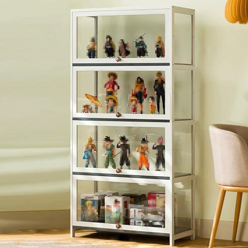 WYZCHDM Vitrinenschrank Vitrine mit AcryltüR, Sammlervitrine Stehend Standvitrine Glasvitrine, Curio-SchräNke, Eckvitrine Glasvitrine Standvitrine, Großer Kapazität Klare Regal Vitrine Fourlayers80cm von WYZCHDM