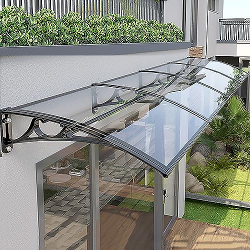 WYZCHDM Vordach Haustür, Transparent Vordächer Vordach Hauseingang, Fenster Markisen Türdach Polycarbonat Pultvordach Überdachung, Beidseitiger Abfluss, für Balkon-Traufe-Garten 80x260cm/32x102in A von WYZCHDM