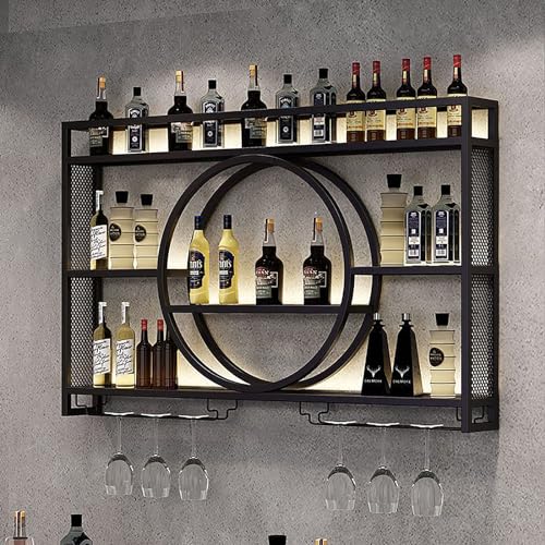 WYZCHDM Weinregal zur Wandmontage, Metall Wine Rack Weinregal Weinhalter Weinflaschenhalter, Weinregale mit Weinglashalter Flaschenregal, industriell wandmontierte Weinregal, Weinpareite Display Rack von WYZCHDM