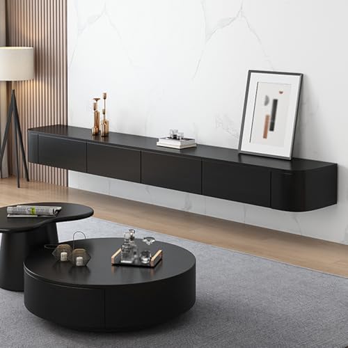 WYZSIINK Floating TV Unit, 47-95'' Wall Mounted Cabinet, Shelves with Drawer, Modern Entertainment Media Console Center Large Storage Bench for Living Room & Office(Weiß,220cm) von WYZSIINK