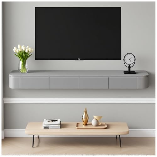 WYZSIINK Moderner Schwebender TV-Schrank Mit Stauraum – Schwebender TV-Schrank Für Wohnungen – Schlanke, An Der Wand Montierte TV-Einheit Mit Tür Für Wohnzimmer Und Schlafzimmer(Grey,280cm) von WYZSIINK