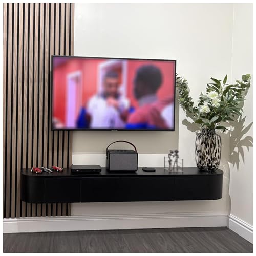 WYZSIINK Moderner Schwebender TV-Schrank Mit Stauraum – Schwebender TV-Schrank Für Wohnungen – Schlanke, An Der Wand Montierte TV-Einheit Mit Tür Für Wohnzimmer Und Schlafzimmer(Schwarz,200cm) von WYZSIINK