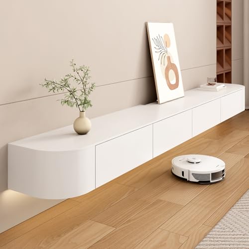 WYZSIINK Moderner Schwebender TV-Schrank Mit Stauraum – Schwebender TV-Schrank Für Wohnungen – Schlanke, An Der Wand Montierte TV-Einheit Mit Tür Für Wohnzimmer Und Schlafzimmer(Weiß,140cm) von WYZSIINK