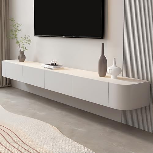 WYZSIINK Moderner Schwebender TV-Schrank Mit Stauraum – Schwebender TV-Schrank Für Wohnungen – Schlanke, An Der Wand Montierte TV-Einheit Mit Tür Für Wohnzimmer Und Schlafzimmer(Weiß,240cm) von WYZSIINK