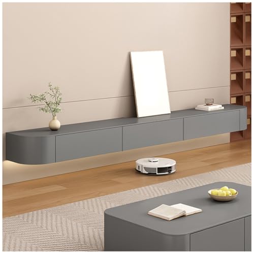 WYZSIINK Schwebender TV-Ständer, Wand-TV-Schrank, Medienkonsole, Mit Kabellöchern, Großer Stauraum Aufbewahrungskomponenten-Regale, Für Wohnzimmer, Schlafzimmer(Grey,180cm) von WYZSIINK