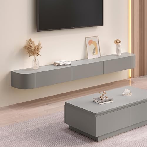 WYZSIINK Wandmontierte TV-Einheit schwarz, schwimmender TV-Ständer, schwimmender TV-Schrank mit Türen in Medien-Wandeinheit, Unterhaltungsaufbewahrung, TV-Konsole für Wohnzimmer und Büro(Grey,160cm) von WYZSIINK