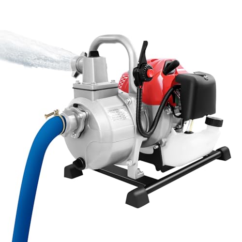 Benzin Wasserpumpe 1.7PS Gartenpumpe 2-Takt Motorpumpe 1 Zoll Teichpumpe 43cc, 10m³/h Durchfluss, 30 m Förderhöhe, Schmutzwasserpumpe für Bewässerung & Drainage Benzin Wasserpumpe 1.7PS Gartenpumpe 2-Takt Motorpumpe 1 Zoll Teichpumpe 43cc, 10m³/h Durchfluss, 30 m Förderhöhe, Schmutzwasserpumpe für Bewässerung & Drainage von WYmaioyis