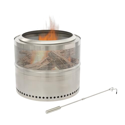 Rauchfreie Feuerschale Ø 50 cm, Klappbare Edelstahl Feuerschale Garten Feuerkorb mit Feuerhaken & Tragetasche, Langlebig Mobil für Terrasse Balkon von WYmaioyis