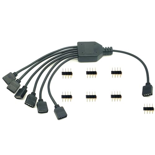 WZCJHZH 1pcs 4-polige RGB-Splitter Erweiterung 1-bis 6 LED-Streifen Lichtsteckverbinder Y-förmige Stecker, passend für 5050 3528 2835 RGB LED-Streifen Leuchten （schwarz 30 cm） von WZCJHZH