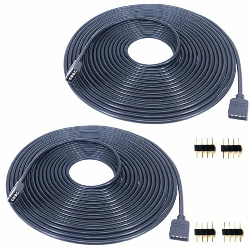 WZCJHZH 2pcs schwarzes 4 pin RGB LED Lichtstreifen Verlängerungskabel vierpolig 3528 5050 LED Lichtstreifen Verbindungskabel 4-polig LED Controller Stecker Kabel (5m) von WZCJHZH