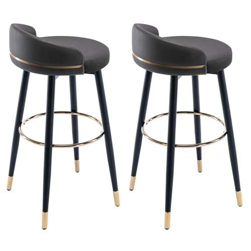 360° drehbare Barhocker, 2er-Set, drehbare Barhocker in Thekenhöhe, gepolsterte Kunstleder-Barstühle, Metallbeine und Rückenlehne für Küchenthekenrestaurant (Farbe: Grauorange, Größe: 72 cm) (Tiefgra von WZCMCTGX