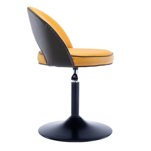Höhenverstellbare Barhocker, Thekenhöhe, drehbare Barhocker mit Rückenlehne, PU-Ledersitz, Inselstühle für Zuhause, Küche, Bar, Esszimmer (Farbe: Grau-Orange, Größe: 44–58 cm) (Grau-Orange 4458 cm) von WZCMCTGX