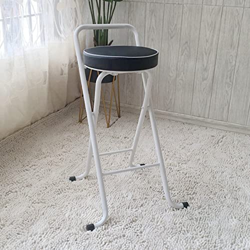 Klappbarer Barhocker, zusammenklappbarer Hocker für hohe Beanspruchung, Barhocker in Thekenhöhe, gepolsterter Barstuhl aus PU-Leder für Zuhause und Kücheninsel (Farbe: Schwarzweiß, Größe: 65 cm) von WZCMCTGX
