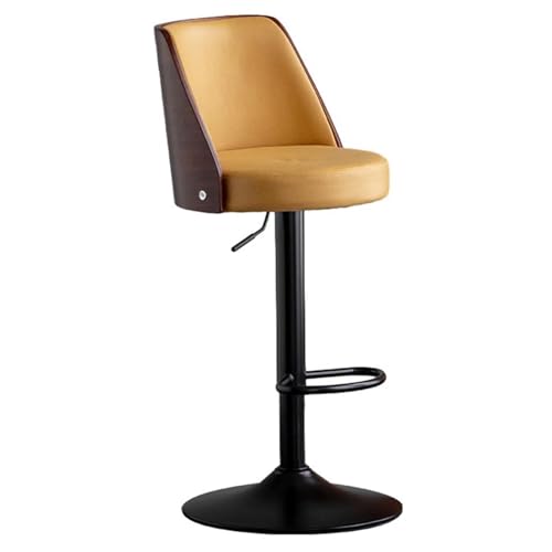 Leicht zu reinigender Barhocker aus technischem Stoff, höhenverstellbarer Drehhocker, gepolsterter moderner Barhockerstuhl für Küche, Hausbar, Esszimmer (Farbe: Orange, Größe: 62–82 cm) (Gelb 62–82 c von WZCMCTGX
