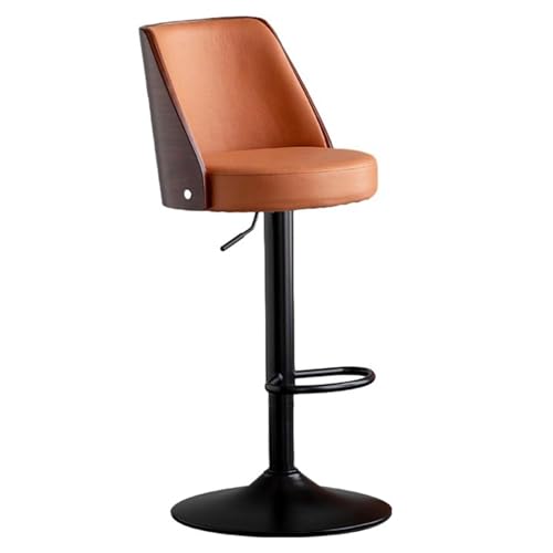 Leicht zu reinigender Barhocker aus technischem Stoff, höhenverstellbarer Drehhocker, gepolsterter moderner Barhockerstuhl für Küche, Hausbar, Esszimmer (Farbe: Orange, Größe: 62–82 cm) (Orange 5570 von WZCMCTGX