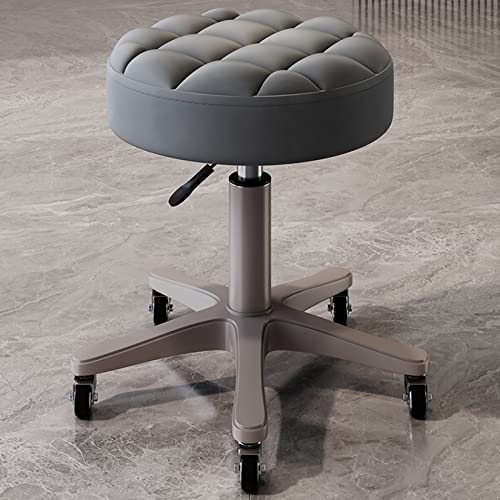 Runder, verstellbarer, drehbarer Rollhocker, extra dicker Komfortsitz, Sitzkissenhocker aus PU-Leder für Salon, Studio, Laden, Küche (Farbe: E, Größe: 46 x 46 x (41–53) cm) (K 46 x 46 x (4153) cm) von WZCMCTGX