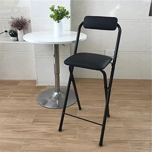 Tragbare klappbare Barhocker, Küchen-Barhocker in Gegenhöhe, klappbarer Barstuhl mit Metallrahmen an der Rückenlehne, gepolsterte Barhocker für Outdoor-Shop-Café (Farbe: Weiß, Größe: 60 cm) (Schwarz von WZCMCTGX