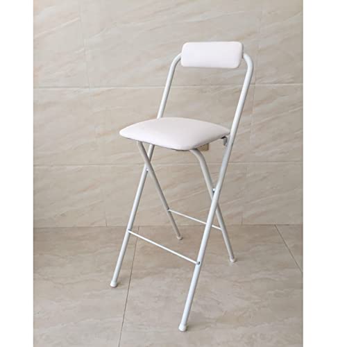 Tragbare klappbare Barhocker, Küchen-Barhocker in Thekenhöhe, klappbarer Barstuhl mit Metallrahmen an der Rückenlehne, gepolsterte Barhocker für Outdoor-Shop-Café (Farbe: Weiß, Größe: 60 cm) (Kaffee von WZCMCTGX