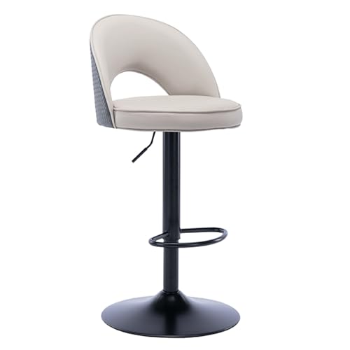 Verstellbare Barhocker, moderne drehbare Barstühle, Barhocker in Thekenhöhe mit Rückenlehne, gepolsterter Barhocker aus PU-Leder für Kücheninsel, Bar, Esszimmer (Farbe: Grau, Größe: 44–58 cm) (Grau 6 von WZCMCTGX