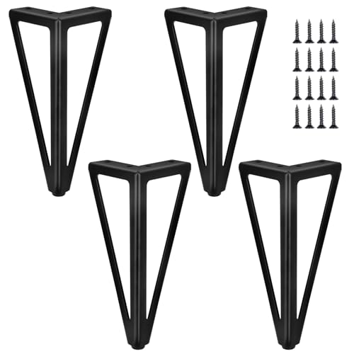 WZCMLJ 4 Stück Ersatz Möbelfüße Metall Schwarz, 6" / 15cm Möbelfüsse, DIY Möbel Füße Tischbeine Schrankfüsse, Bett für Stühle, Schrank und Sofa, andere Möbelbeine. (Schwarz, 20cm) von WZCMLJ