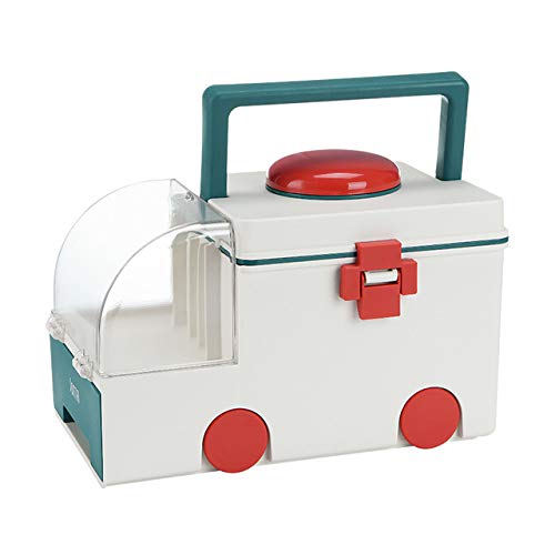 Medizin Box Krankenwagen Erste-Hilfe-Kit Familie Medizinschrank Lagerung Home Creative Große Doppelte Schicht Kunststoff Medical Box Erste-Hilfe-Notfall-Kit Aufbewahrungsbehälter Creative (Color:Grün) von WZCXYX