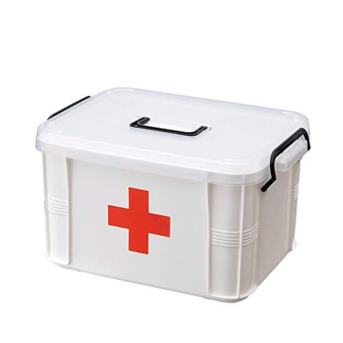 WZCXYX Erste-Hilfe-Kasten, Mehrschichtiger Tragbarer Notfallkoffer Aufbewahrungsbox Für Plastische Medizin, Abschließbarer Behälter Erste-Hilfe-Behälter Weiß(Size:extra groß) von WZCXYX