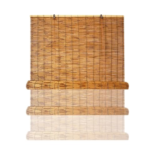 Lichtfilterung Terrasse Bambus Rollos, Natural Bambusrollo 40 45 50 150 155 160 cm, Wasserdicht Schilfvorhänge, Lichtdurchlässig Raff Rollo Jalousine für Innen Und Außen Garten Pergola(W45cm x H160cm) von WZDXFNLD