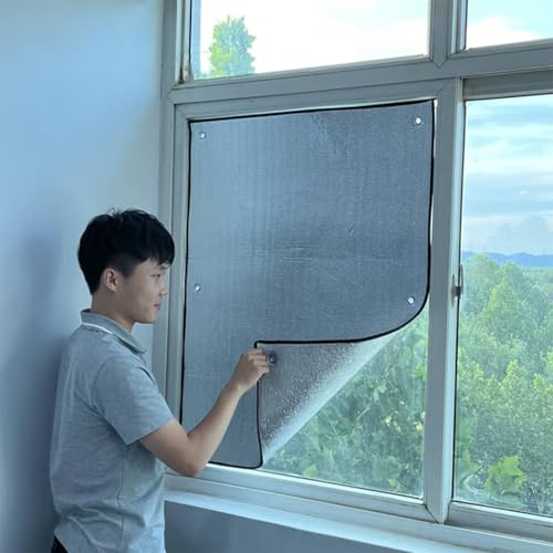 WZDXFNLD Wärmeisolierung Reflektierende Fensterfolie, Aluminium Isolierfolie mit Saugnapf, Fenster Verdunkelungsfolie für Schlafzimmer Badezimmer, Heimbüro Sichtschutz Folie von WZDXFNLD