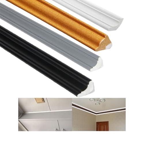 WZERHO Flexible Zierleisten Selbstklebend Wand Wandleisten Selbstklebend Stuckleisten Selbstklebend Viertelstab, für Wandkanten Fliesenkanten Boden Fenster Wandbordüre Schrank(S-Schwarze) von WZERHO